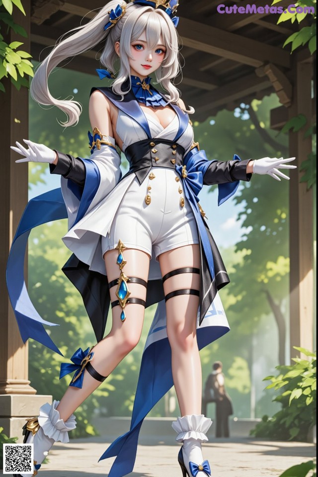 Hentai - Luminous Charm of the Aquatic Enchantress Set.2 20250126 Part 3 No.9e5449 A woman in a white and blue outfit is posing for a picture.