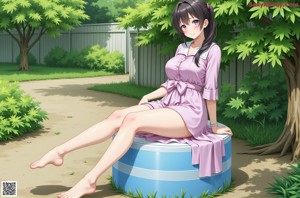A girl sitting on a bench in a park.