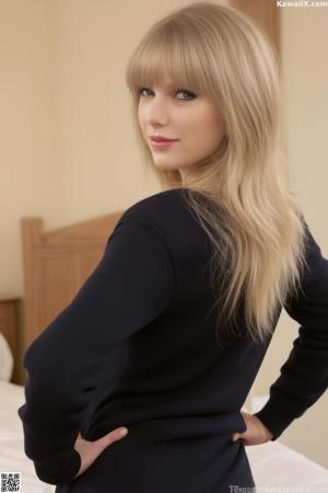 A woman in a black panties is posing on a couch.